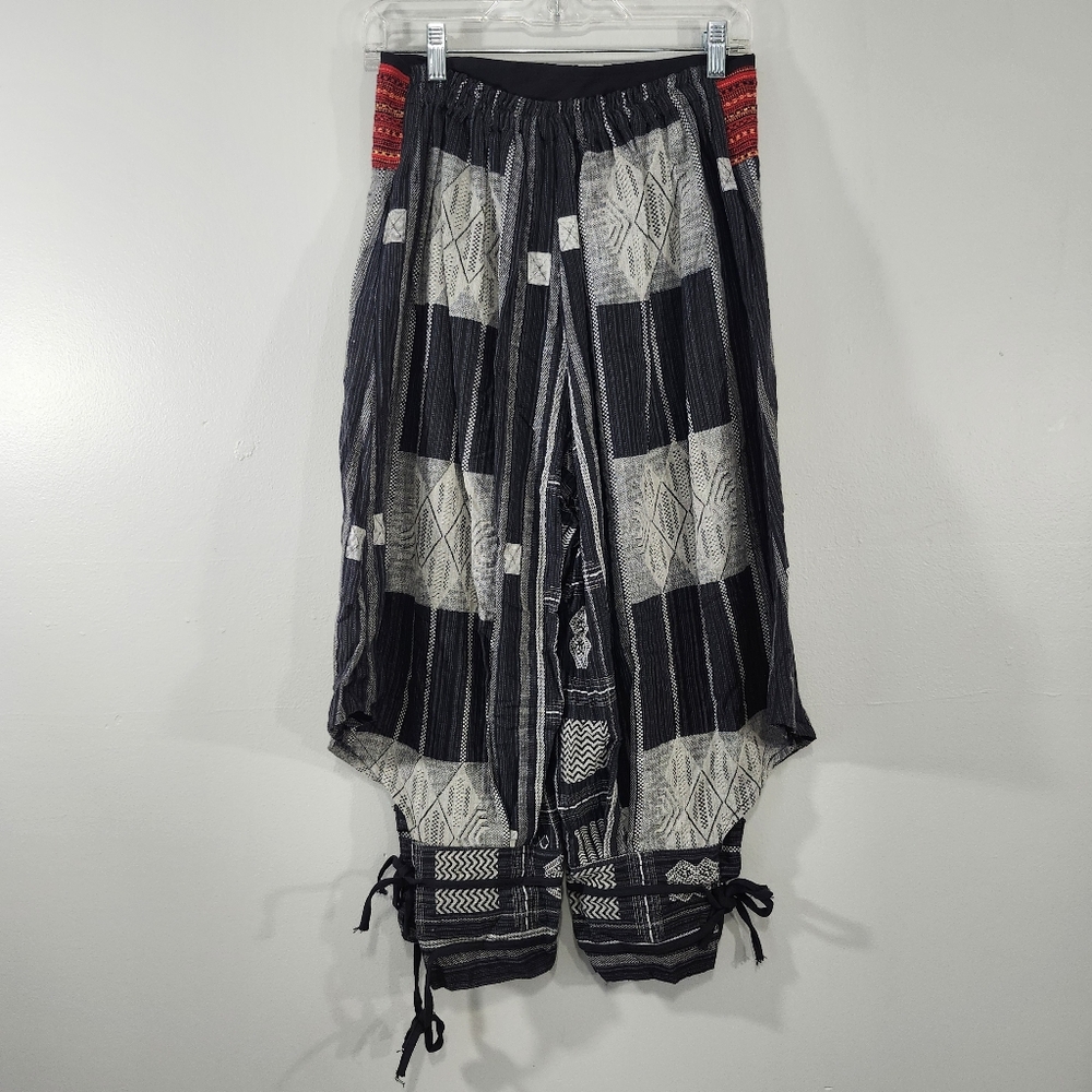 Boho Black & Cream Patterned Harem Pants